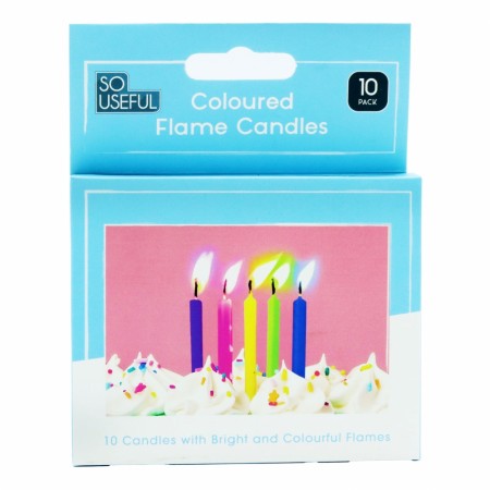 Party Candles Colour Flame 10pk