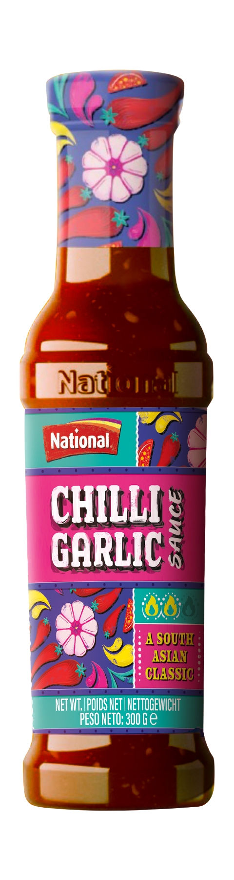 National Chilli Garlic Sauce gir et perfekt krydret kick med smaken av rød chili og aromatisk hvitløk – ideell for enhver rett.