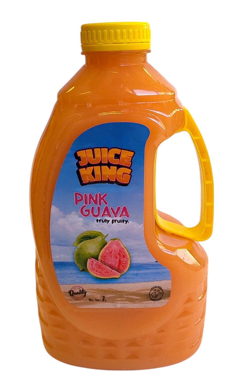 Juice King Pink Guava Nectar 2L er en forfriskende drikk laget med rosa guavapuré og andre ingredienser for å gi en søt og tropisk smak.