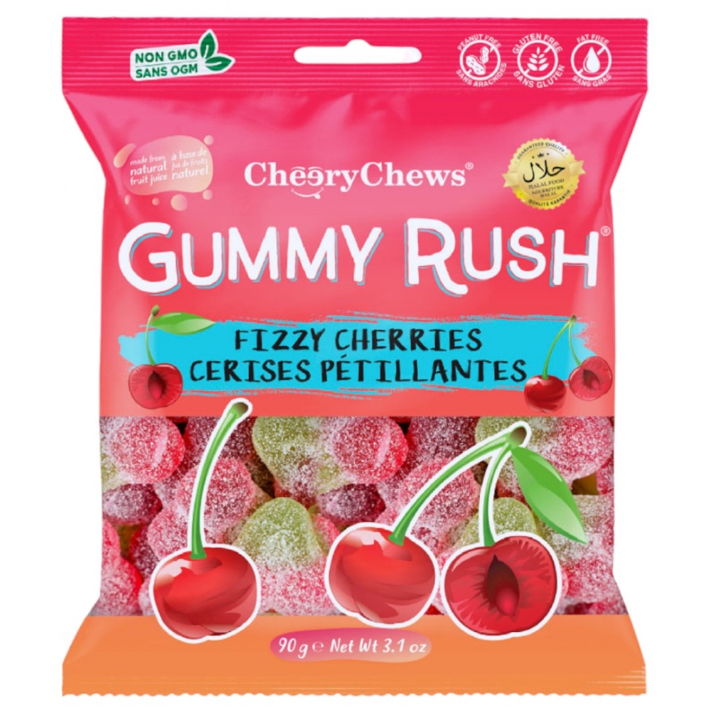 Nyt den forfriskende smaken av Gummy Rush Fizzy Cherry - perfekt for en sprudlende godbit når som helst på dagen.