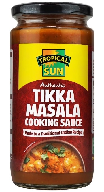 Tropical Sun Tikka Masala Cooking Sauce er en ferdiglaget, kremet saus med tomat, kokos og aromatiske krydder – perfekt for å lage en klassisk tikka masala raskt og enkelt hjemme.