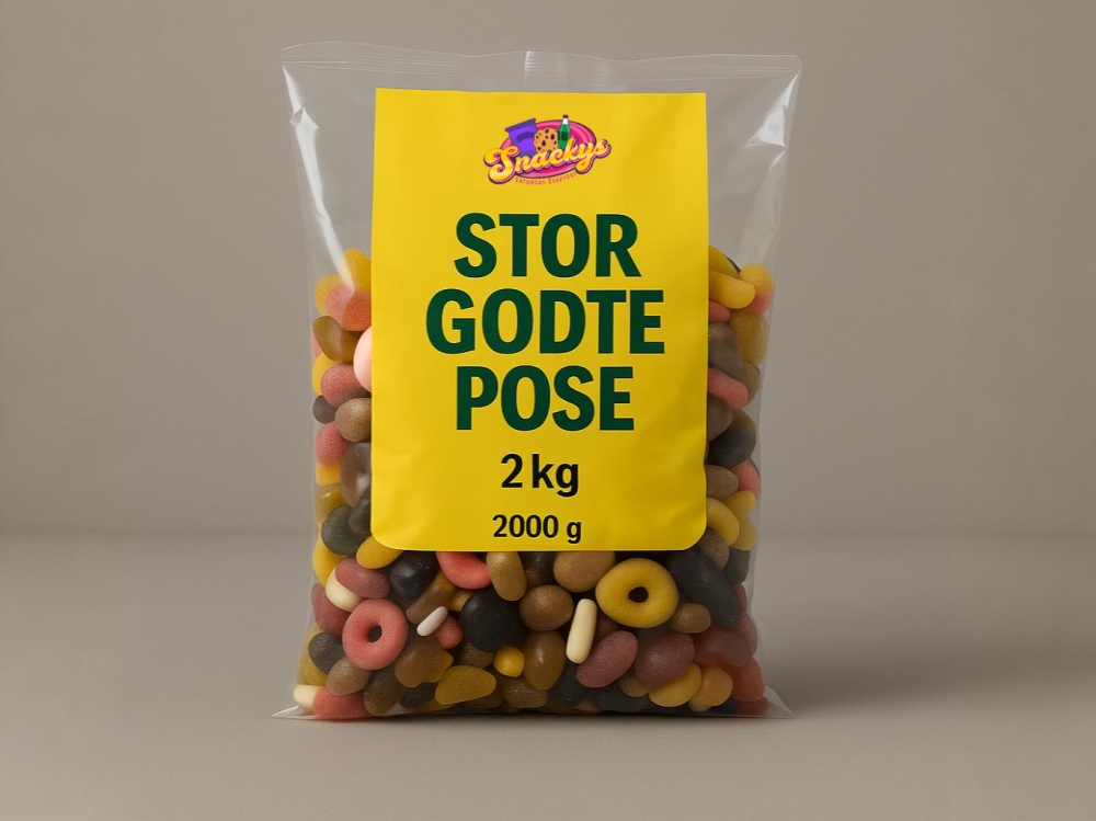 2 kg assortert smågodt fra Joker, perfekt for deling med venner, familie eller til fester. Inneholder et bredt utvalg av søtsaker.